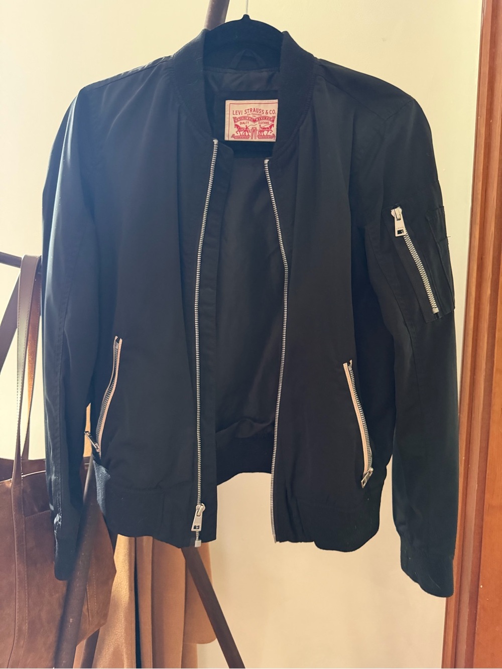 Levi's Black Bomber Jacket with Silver Zippers
